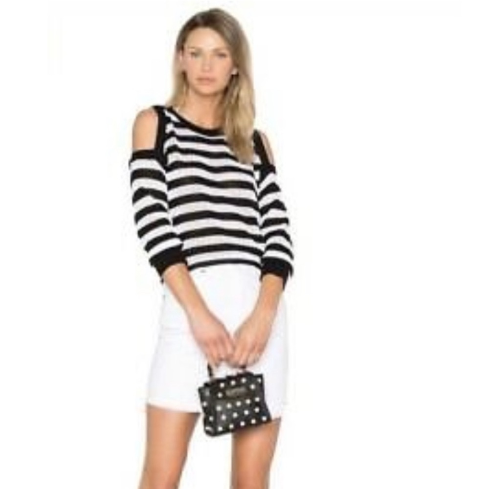Rag & Bone Black & White Striped Cold Shoulder